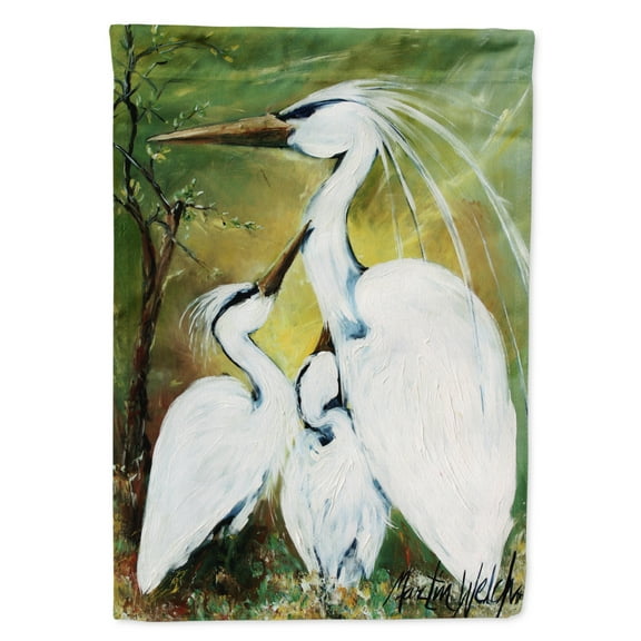 Blessing at Feeding Time Egret Family Garden Flag