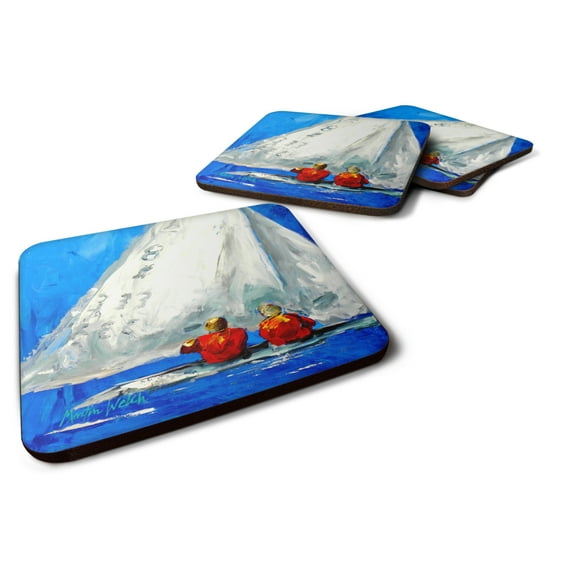 Carolines Treasures MW1360FC Sailboat Twos Company Foam Coaster Set of 4 3 1/2 x 3 1/2 multicolor