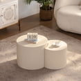 thumbnail image 6 of Round Wood Coffee Table for Living Room for Small Space Apartment and No Need Assembly Beige White, 6 of 11