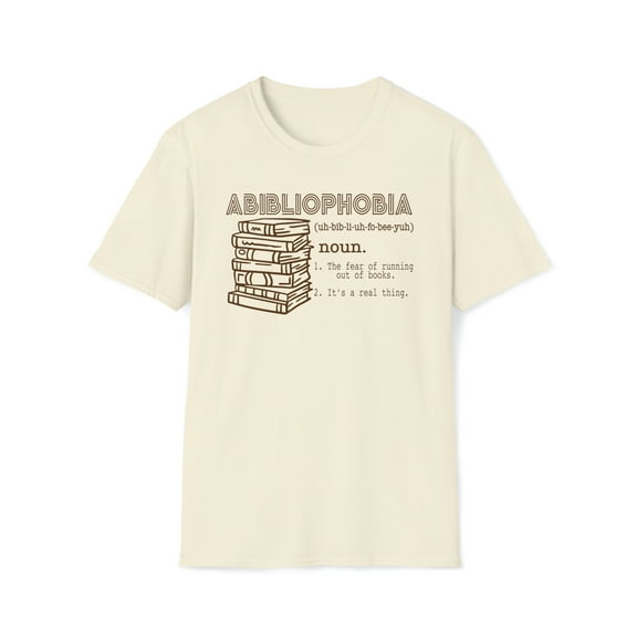 Abibliophobia, Gildan Unisex Softstyle T-Shirt, Reading Graphic Tee, S-3XL