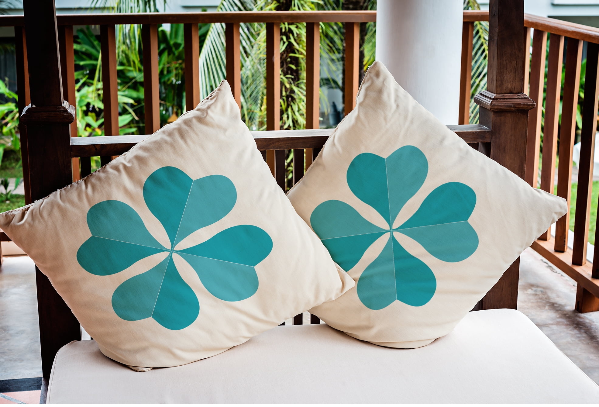 Simply Daisy 18 in x 18 in Modern and Contemporary Blue and White Floral Polyester Throw Pillow