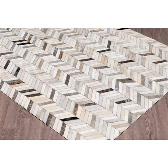 8 x 10 ft. Pampas Multi Color Chevron Pattern Handmade Leather Rectangle Area Rug