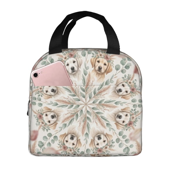 Dog Lunch Bag Cute Insulated Lunch Box For Women Men Reusable Cooler Tote With Front Pocket Handheld Meal Prep Bag For Work Office Picnic Travel