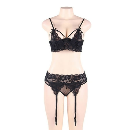 

Women Lingerie Lace Solid Color Strap Stitching Suspenders Hollow Lingerie Set Nightwear Sleepwear Chemise