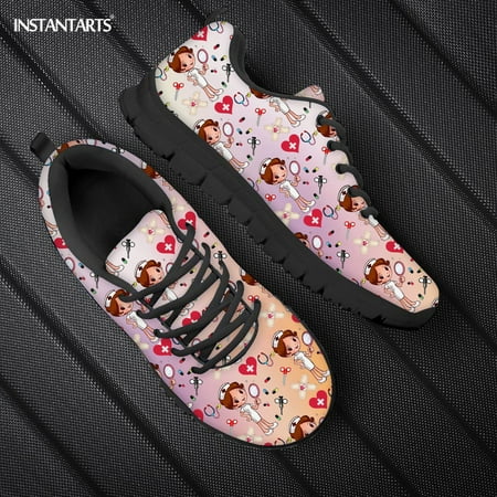 

Custom Nurse Pattern Luxury Sneakers Women Woman Flats Jogging Shoes Lace Up Waking Sneaker Breathable Cartoon Nursing Shoes