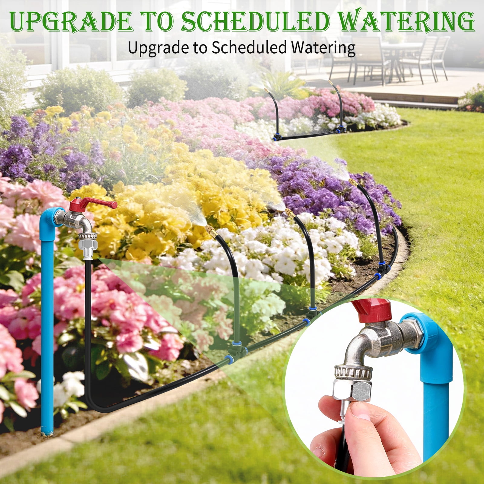20M/65.6Ft Adjustable Garden Watering System Kit  2025 New Irrigation System with Bendable Nozzle for Outdoor Plants, Lawn & Garden Use (20M)