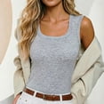 thumbnail image 2 of WEIWEN Womens Tank Tops with Built in Bras Casual Sleeveless Shirts Stretchy Fitted Athletic Workout Camisole Fitted Basic Tee 2026 Trendy Summer Clothes Grey, XXL, 2 of 7