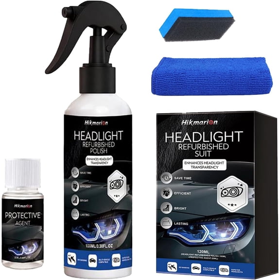 2026 New Professional Car Headlight Restoration Kit, Car Light Cleaner Headlight Kit Plastic, Yellowed Headlamps Refurbishing Fluid Restores Clarity & Brightness for All Vehicle Types (1 Pcs)