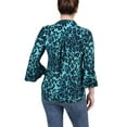 thumbnail image 3 of NY Collection Women's 3/4 Bell Sleeve Pleat Front Y Neck Top, 3 of 4