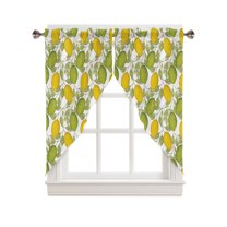 Swag Curtains, Lemon Summer Plant Leaves Rod Pocket Kitchen Curtains Valances Tier Curtains Swag Valance Curtains for Bedroom Living Room 36" x 63", 2 Panels