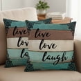 thumbnail image 2 of Set of 2 Live Love Laugh Pillow Covers 20x20 Inch, Vintage Floral Texture Brown Teal Wood Grain Decorative Throw Pillow Cases Cotton Cushion Covers for Sofa Couch Bed Living Room Bedroom Home Decor, 2 of 9