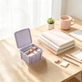 thumbnail image 5 of Stackable Desktop Storage Box with Buckled Lid, Plastic Organizer for Office Stationery, Compact Decorations for Tabletop, Muted Tone Fits Room, Topliu, 5 of 6