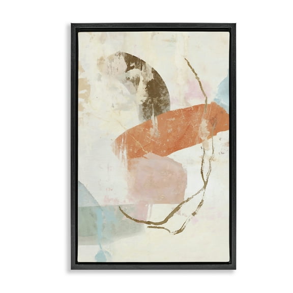 Stupell Industries Rustic Abstract with Orange Accent Abstract Painting Black Floater Framed Canvas Art Print Wall Art, 17 x 25