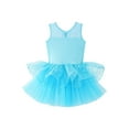 thumbnail image 4 of Yartina Girls Sleeveless Shiny Sequined Mesh Gymnastic Leotard Ballet Dance Tutu Dress Blue 14, 4 of 7