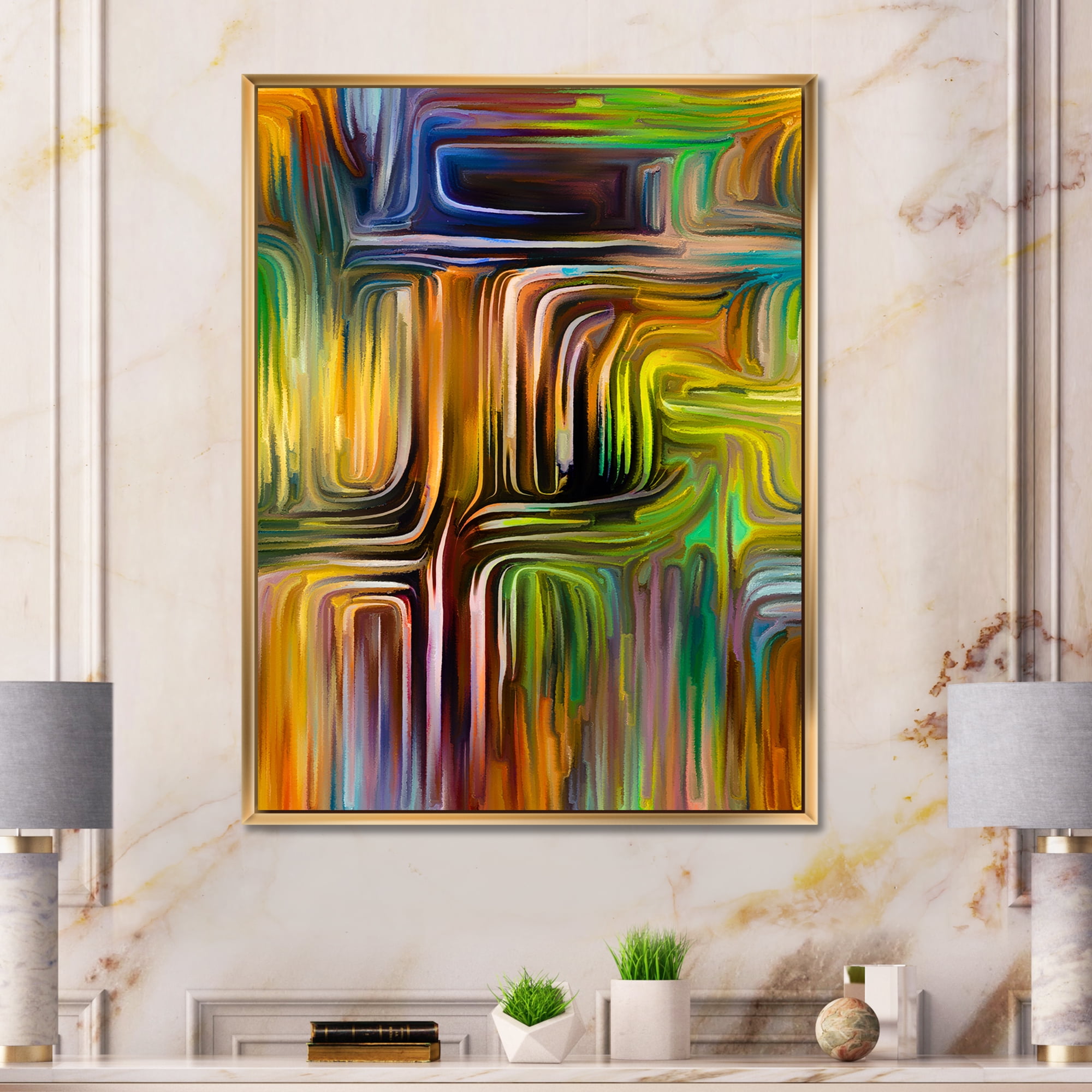 Designart 'Colour Spiral Fusion I' Modern Framed Canvas Wall Art Print