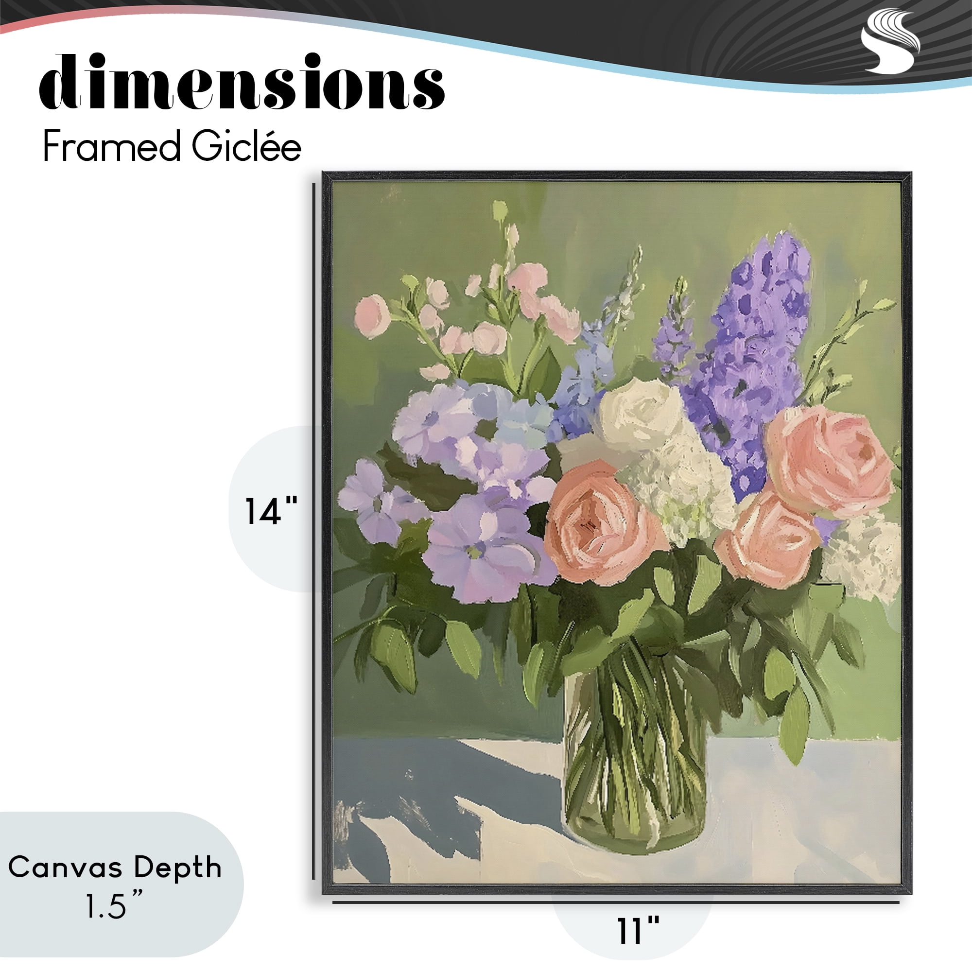 Stupell Industries Mixed Roses & Lilacs Bouquet Black Framed Giclee Art, design by The Prints Vibe