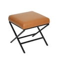 thumbnail image 3 of EXTRA COMFY 20" Square Metal X-Base Ottoman - Brown Faux Leather, 3 of 9