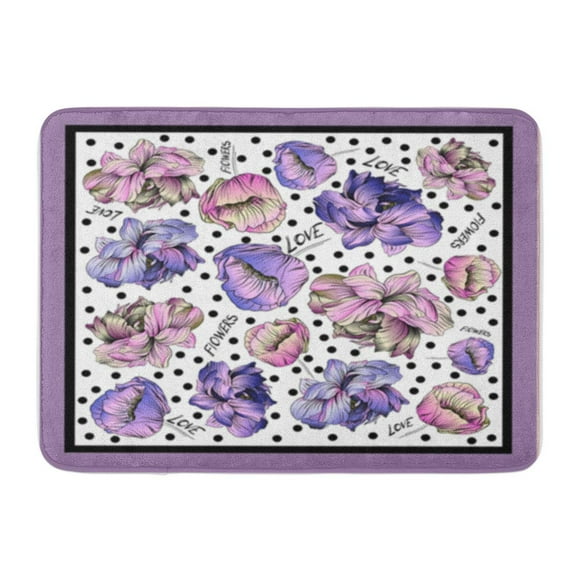 JSDART Colorful Silk Scarf Flowering Poppies and Peony Pink Blue Doormat Floor Rug Bath Mat 30x18 inch