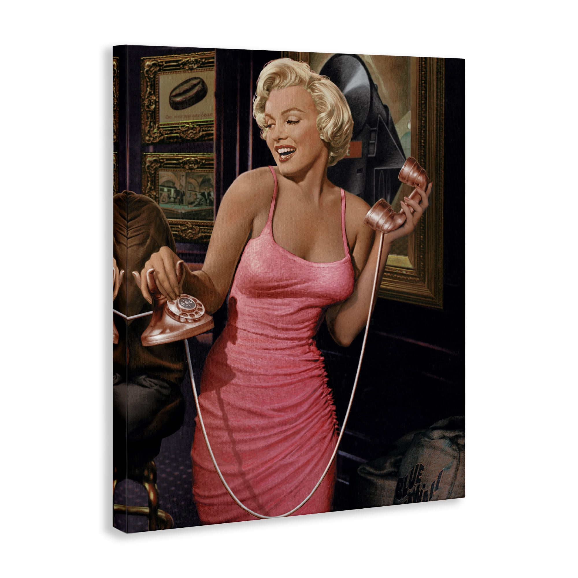 Stupell Industries Marilyn's Call Portrait Novelty Painting Gallery Wrapped Canvas Art Print Wall Art, 36 x 48
