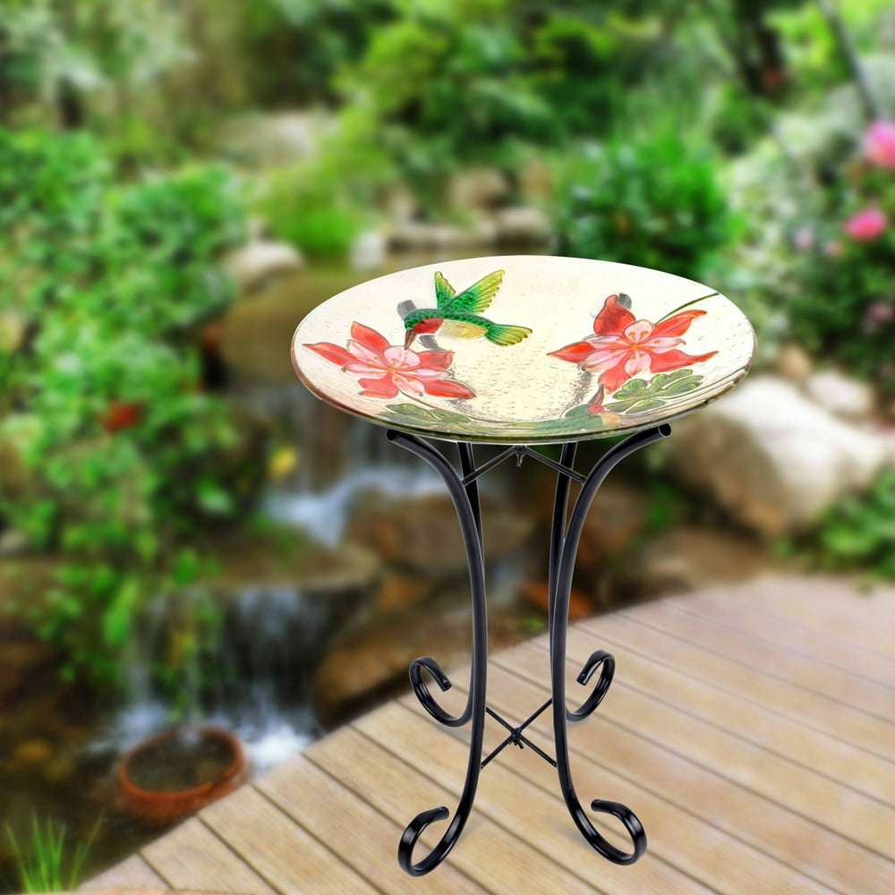 Better Homes & Gardens Multicolor Glass Hummingbird Bird Bath Walmart