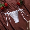 thumbnail image 2 of Panties for Women,Lace Thong UnderwearLow Rise T Back G String With Tie Side Straps Hollow Out Design Pure Desire Style Comfortable Breathable Soft Stretchable,Womens Underwear,White,S, 2 of 4