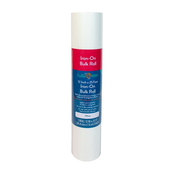 Hello Hobby 12" x 25' White Iron-On Craft Vinyl Bulk Roll