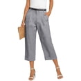 thumbnail image 2 of Women's Cotton Linen Cropped Pants High Waist Pleated Casual Capris with Pockets Office Capri Pants Gray L, 2 of 6