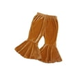 thumbnail image 5 of Musuos Children Autumn Velvet Flare Pants 1-6T Solid Color Elastic Waistband High Waist Vintage Trousers, 5 of 9