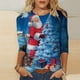thumbnail image 2 of Camiseta suelta estampada a la moda para mujer, blusa de mangas 3/4, cuello redondo, camisetas informales Pompotops  FGAJ12863, 2 of 5