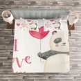 thumbnail image 3 of Ambesonne I Love You Quilted Bedspread Set 3 Pcs, Panda Balloon, King Size, Dark Coral Ivory Grey, 3 of 3
