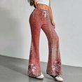 thumbnail image 4 of Women's Fashion Loose Drawstring Waist Floral Print Casual Sports Flared Pants, Elastic Joggers Sweatpants, Stylish Yoga Pants for Women,Vermilion,2XL, 4 of 8