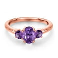 thumbnail image 3 of Gem Stone King 18K Rose Gold Plated Silver Purple Amethyst Engagement Ring for Women | 1.07 Cttw | Oval 7X5MM | Gemstone February Birthstone | Size 7, 3 of 6