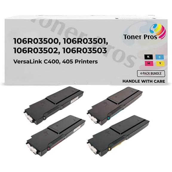 Toner Pros Toner Cartridge for Xerox VersaLink C400, C405 Printers – High Yield 4-Pack – Replaces 106R03500, 106R03501, 106R03502, 106R03503 – Compatible Xerox Toner – Made in USA