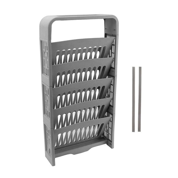 Étagère à livres à 5 niveaux, grande capacité, compacte, robuste et durable, avec boîte à papeterie, pour salle de classe et maison, gris
