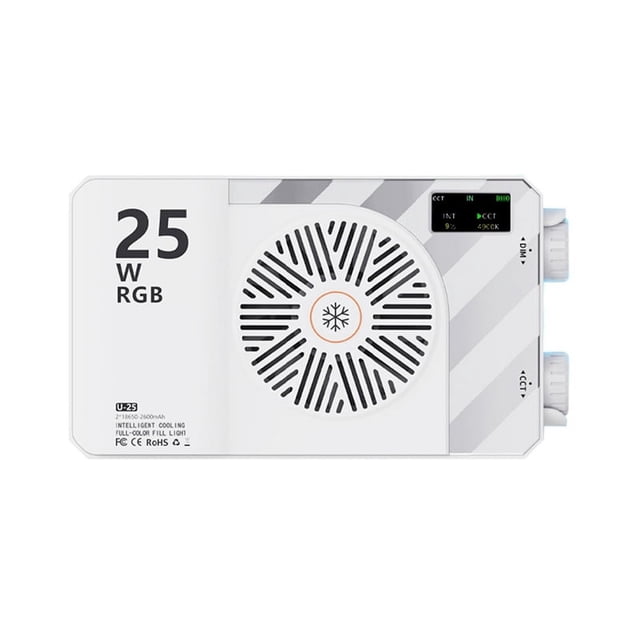 Luz para Cámara de Video de 25 W RGB A Color, de Bolsillo, Miniluz Portátil para Exteriores, de Alto Brillo, con Ventilador de Refrigeración y Regulable