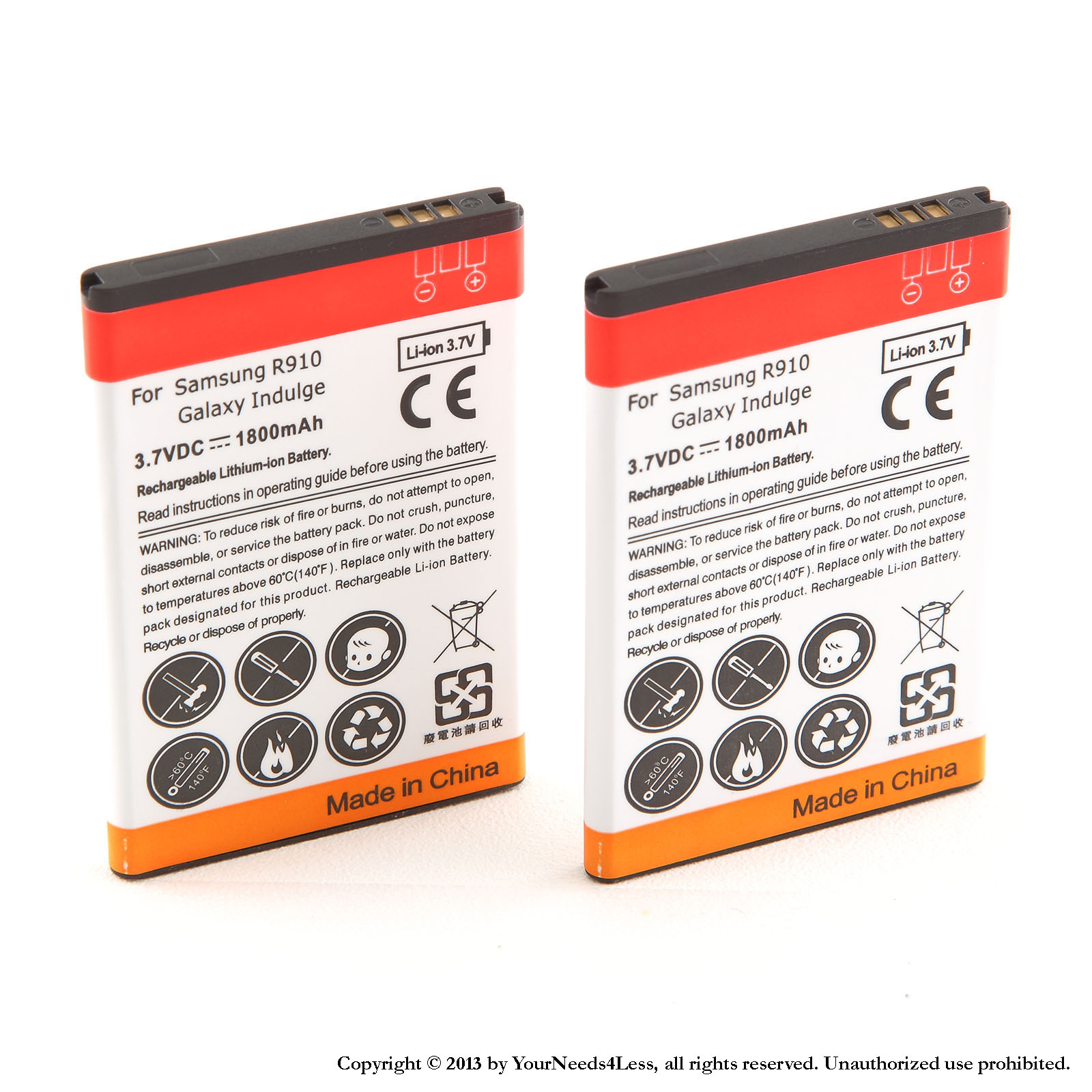 YN4L® 2 X 1800mAh Replacement Batteries for Galaxy Prevail M820