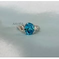thumbnail image 2 of Blue Topaz Oval Ring, Oval Cut Blue Engagement Ring, Three Stone Engagement Ring, Diamond Ring For Women's, November Birthstone, Womens Gift, 2 of 2