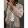 thumbnail image 3 of Gupgi Women Knitted Crop Cardigan Solid Color Sweater Long Sleeve Button Down Open Front Casual Knitwear Tops, 3 of 4