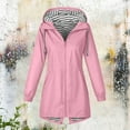 thumbnail image 6 of Rain Jacket Women Long Lightweight Waterproof Rain Coats Plus Size Windbreakers Raincoat Outdoor Travel Hooded Jacket Pink 2XL, 6 of 7