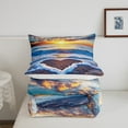 thumbnail image 5 of Sunset Bedding Set Love Heart Ocean Wave Down Comforter Adults,Hawaii Beach Holiday Queen Comforter Set Sea Theme Coastal Bed Set, 5 of 7
