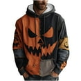 thumbnail image 2 of Yteetum Hoodies for Men Halloween Pumpkin Face Hoodie Sweatshirts Oversize Drawstring Pullover Hoodies Top Mens Casual Halloween Print Loose Long Sleeve Hooded Sweatshirt Outerwear Fall Clothes, 2 of 3