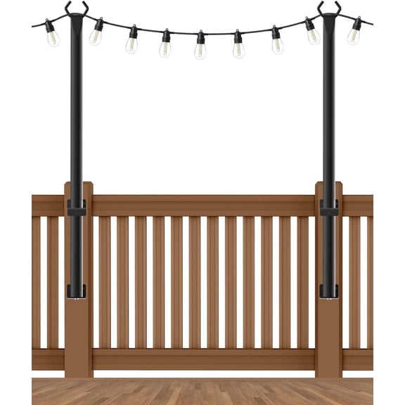 String Light Poles,Metal Poles for Hanging Outdoor Light Strings,2 Pack 5FT Light Poles Stand for Outside Garden,Patio,Wedding,Backyard,Deck,Party