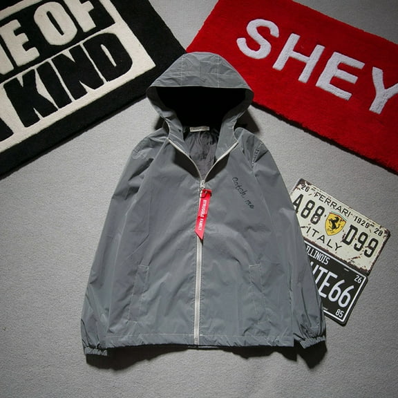 Reflective Jacket Casual Windbreaker Night Sporting Coat Hooded Clothing Jacket Men/women Harajuku Windbreaker Jackets Hooded Streetwear Coat