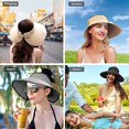 thumbnail image 2 of Sombrero de paja CHAO con visera superior negro para playa sol ala ancha mujer UPF 50+ verano, 2 of 5