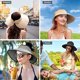 thumbnail image 2 of Sombrero de paja CHAO con visera superior negro para playa sol ala ancha mujer UPF 50+ verano, 2 of 5