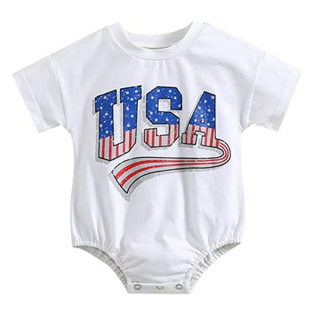 

Infant Baby Girl Boy 4th of July Outfits USA Romper Short Sleeve Jumpsuit Summer Independence Day Clothes
