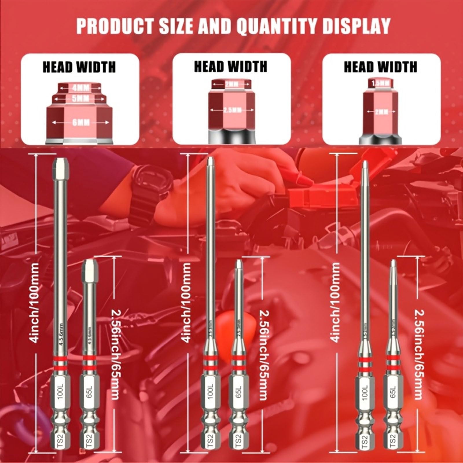 1.5mm-6mm Pagoda Shaped Drill Bit, 6-Piece Screwdriver Bit Set, Magnetic Hex Shank Pagoda Screwdriver Drill Bits, Anti-Slip Impact Tough Power Bits for Electric Drills & Wrenches