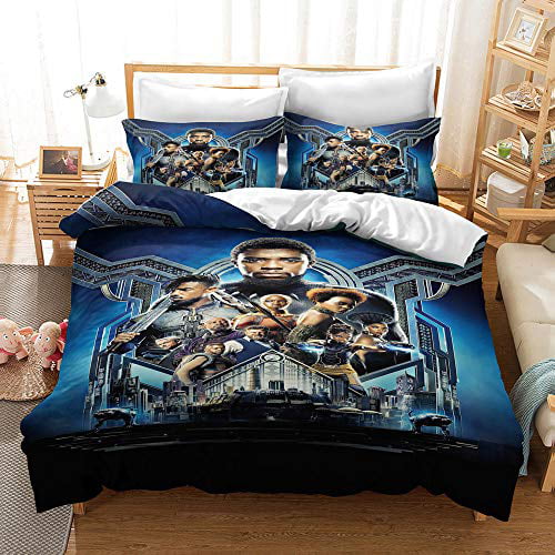 MULMF Duvet Cover Queen Bedding Collections Black Panther Pattern for Girls/Boys