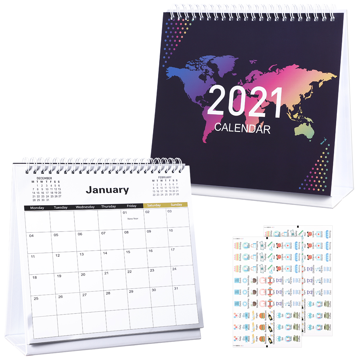 Color : Silver, Size : 10.5 * 9cm Foldable Desktop Calendars Aluminum Table Desk Calendars Year Calenders Yearly Planner Portable Business Ultra-Thin