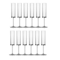 Champagne Flutes 6 OZ Square Champagne Glasses Stemmed Coupes Reusable Wedding Toasting Glasses 12 Pack Transparent